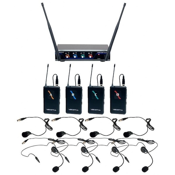 Vocopro Four Channel UHF Digital Wireless Headset & Lapel Microphone - DIGITAL-QUAD-B1