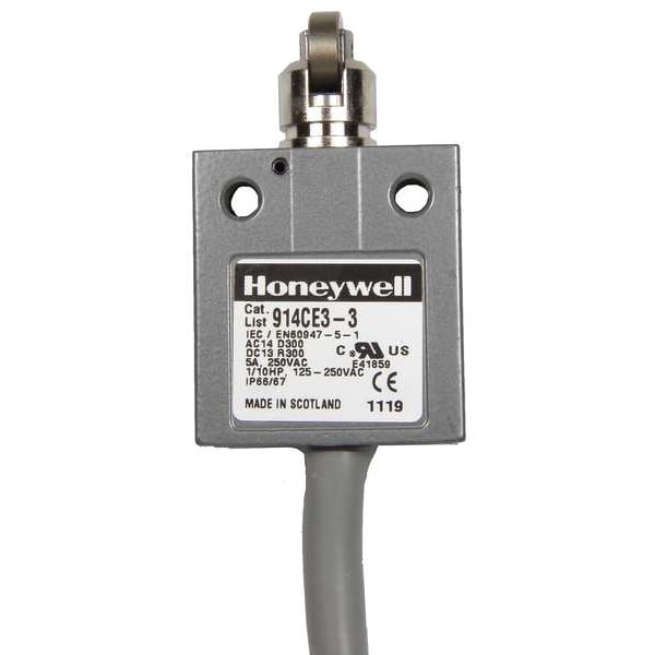 Interruptor de límite Honeywell, rodillo cruzado, émbolo, 1NC/1NO, 5A @ 240V CA, ubicación del actuador: superior - 914CE3-3