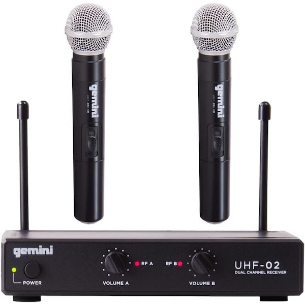 Gemini UHF02M 2Channel Wireless Handheld Microphone System S12 - UHF-02M-S12