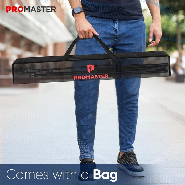 Promaster Tripod Microphone Stand, Adjustable Telescopic Gooseneck, Boom Arm, Universal 5/8in Adapter, Black - PRMSMICB