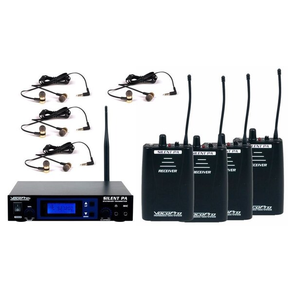 Vocopro Professional PLL Wireless In-Ear Monitor Package with Stationary Transmitter and Four Receivers and - SILENTPA-IN-EAR-BAND