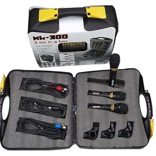 First Audio Manufacturing FIRST AUDIO MANUFACTURING MK300 3 Dynamic Handheld Microphone Package with XLR Cables  Stand Clips and Case - MK300
