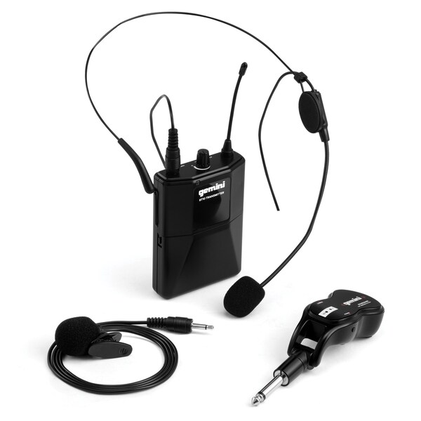 Gemini GMU-HSL100 UHF High-B& Wireless   w Multiple Selectable Frequencies, Headset , & Lavalier - GMU-HSL100