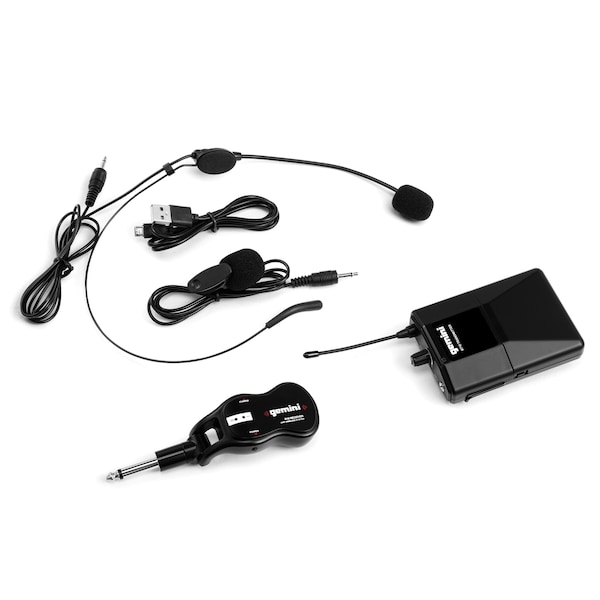 Gemini GMU-HSL100 UHF High-B& Wireless   w Multiple Selectable Frequencies, Headset , & Lavalier - GMU-HSL100