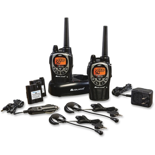 Midland Radio Two-Way Radio, 50 Channel, GMRS Walkie Talkie, 2-Pack - GXT1000VP4