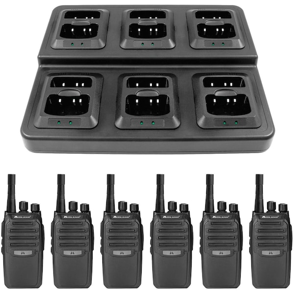 Midland Radio Two-Way BizTalk Business Band Radio Bundle, 16 Channels, 2 Watts, 6-Pack - BR200X6BGC