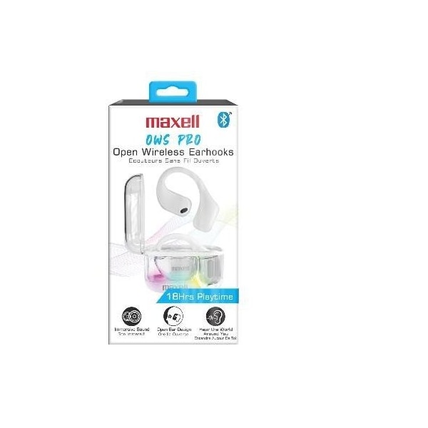 Maxell OWS-WH OWS TRUE WIRELESS EARBUDS AND LIGHT UP CHARGING CASE, CLEAR/WHITE - 197301