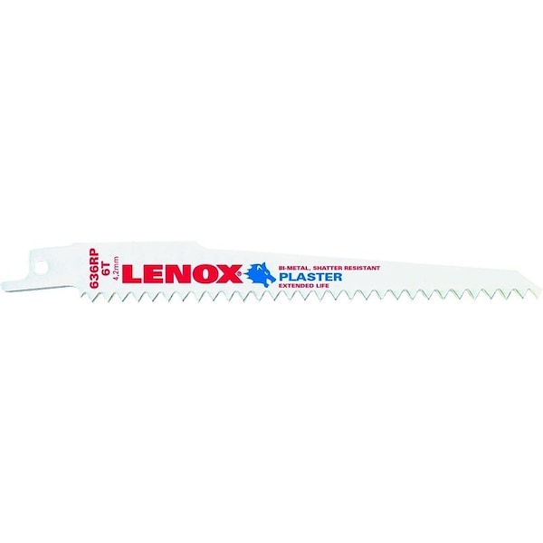Lenox Reciprocating Saw Blade, 3/4 in W, 6 in L, 6 TPI, Bi-Metal Cutting Edge - 20570636RP