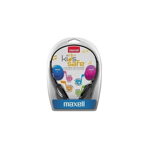 Maxell Volume Limiting Wired Kids Headphone, 4 ft Cord, Colored Earcaps - 190338