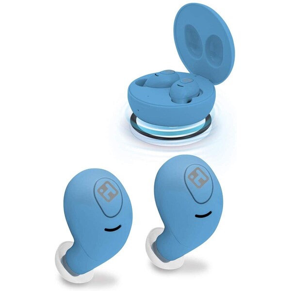 Ihome XT-59 Water-Resistant Wireless Bluetooth Earbuds with Round Charging Case Blue BE-200 - HM-AU-BE-200-BL-BYT
