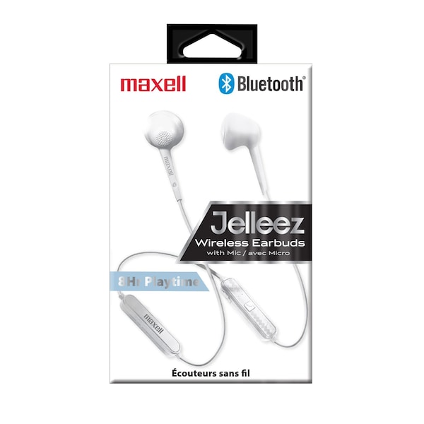Maxell JBT-WHT JELLEEZ WIRELESS BLUETOOTH EARBUD TETHERED WIRELESS, WHITE - 198019