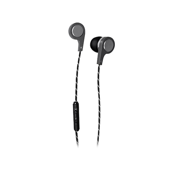 Maxell B13MS BASS IN-EAR WIRED EARBUD WITH INLINE MIC, VOLUME CONTROL 4FT CORD, METALLIC SILVER - 199600