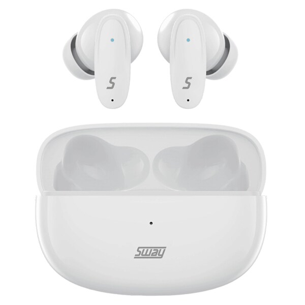 Sway Dual Microphone Enc Comfort Fit True Wireless Headphones With Power Go Charging Case, White - SWAY-SPHERETWS-WHT