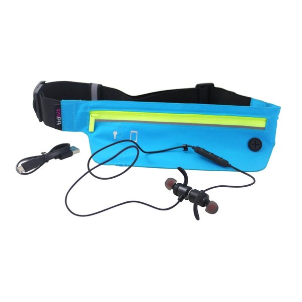 Silver Suitcase Bluetooth Earbug LED Light Up Exercise Runners Belt for Phone Keys Cash Credit Cards - Black - SI3649878