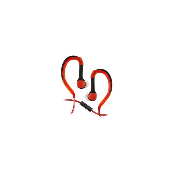 Swe-Tech 3C Flexible In-Ear Buds w/ In-Line Mic, Sports Ear Clip, 3.5mm, Red - FWT5002-125RD