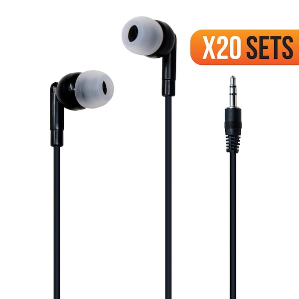 Digital Energy IE36 Earphones, Noise Canceling, Black, 20PK - DEFT-1737
