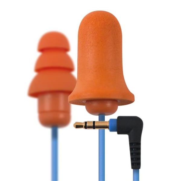 Plugfones Plugfones Contractor Orange New and Improved Line Ear Plug Earbuds Headphones with Silicone and Foam Hearing Protection - CO-1