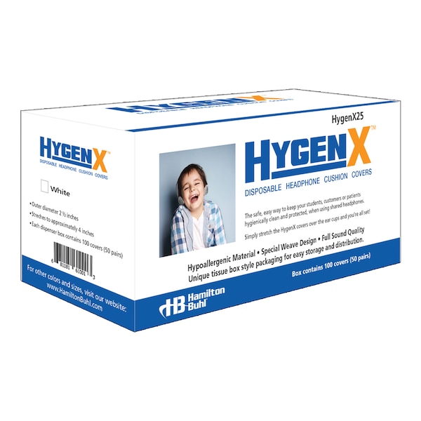 Hamiltonbuhl HygenX Disposable Headphone Covers, On-Ear, Pair, PK50 - HYGENX25