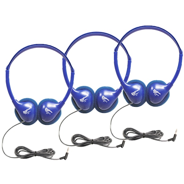 Hamiltonbuhl Kids On-Ear Blue Stereo Headphone, PK3 - KIDS-HA2