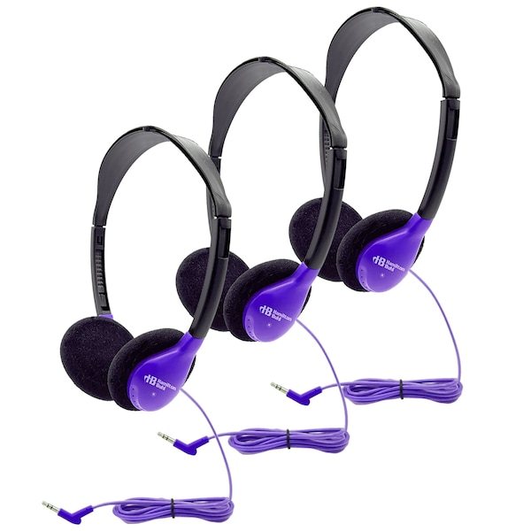 Hamiltonbuhl Personal On-Ear Stereo Headphone, Purple, 3PK - HA2-PPL