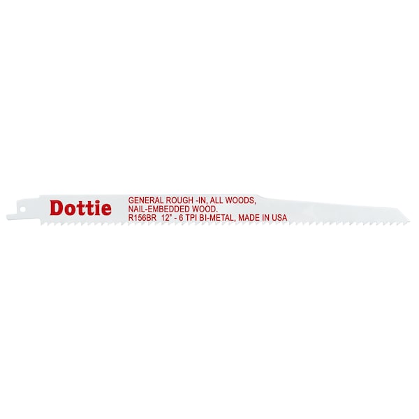 Dottie 12" L x General Rough-In, All Woods, & Nail-Embedded Wood Cutting Reciprocating Saw Blade - R156BR