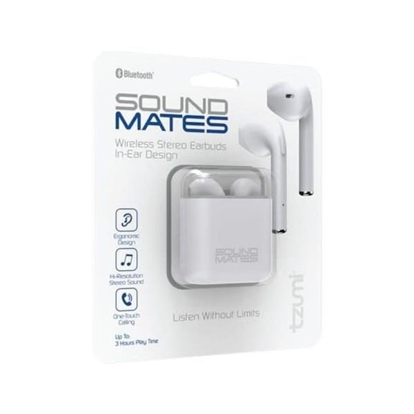 Tzumi Tzumi 6121 Soundmates Bluetooth Earbuds with Wireless Charging; White - 6121