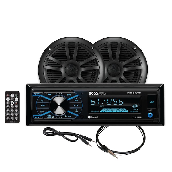 Boss Audio Audio MCBK634B.6 Package w/MR634UAB, 2-MR6B Speakers & MRANT10 An - MCBK634B.6