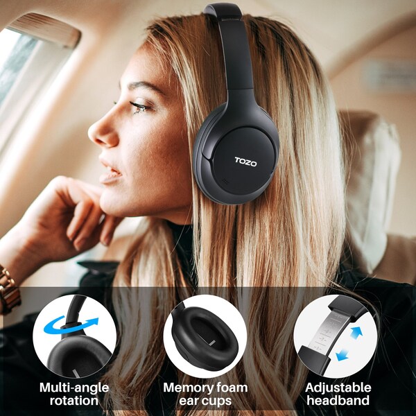 Tozo H10 Hybrid Active Noise Cancelling Wireless Headphones Black - TOZOH10BLK