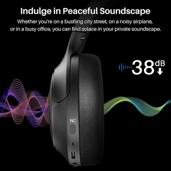 Tozo H10 Hybrid Active Noise Cancelling Wireless Headphones Black - TOZOH10BLK