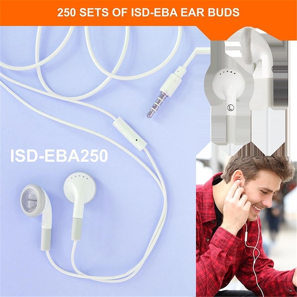 Hamiltonbuhl HamiltonBuhl Ear Buds with In-Line Microphone - 250 Piece - ISD-EBA250