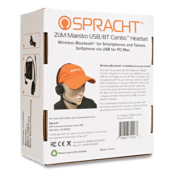 Spracht ZuM Maestro HS-2060, Monaural, Over the Head Headset - HS2060