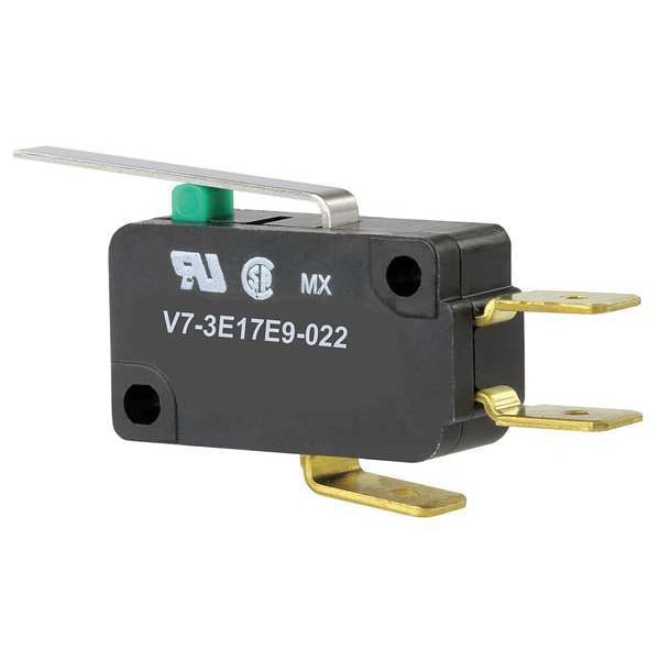 Interruptor de acción rápida en miniatura de palanca Honeywell, actuador largo, SPDT, calificación de contacto de 10A @ 240V CA - V7-3E17E9-022
