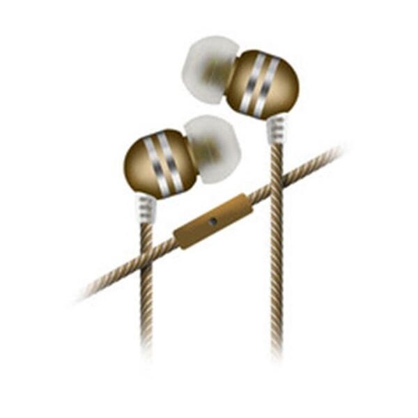 Cable Wholesale CableWholesale 5002-122GD 4 ft. Stinger Metallic Finish Stereo Earbuds with Microphone - Nylon Braided Cloth Cord; Gold - 5002-122GD