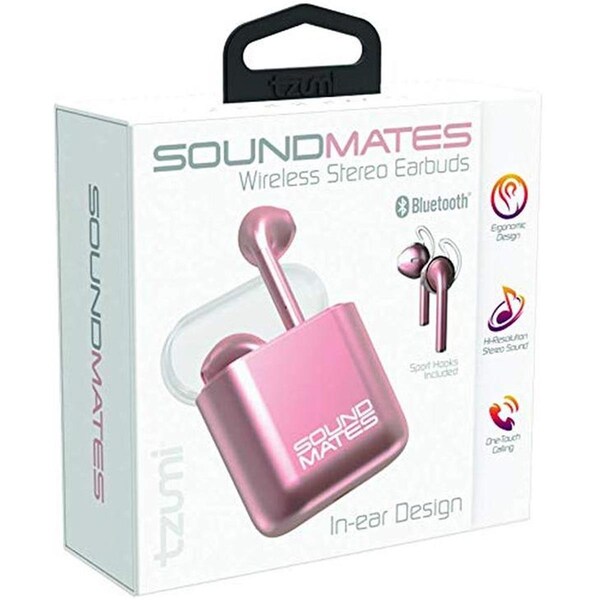 Tzumi Sound Mates Earbuds with Wireless Charging, Rose Gold - 6290RG