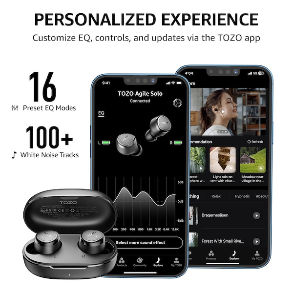 Tozo Agile Solo TWS Earbuds Black - TOZOAGSOLOBLK