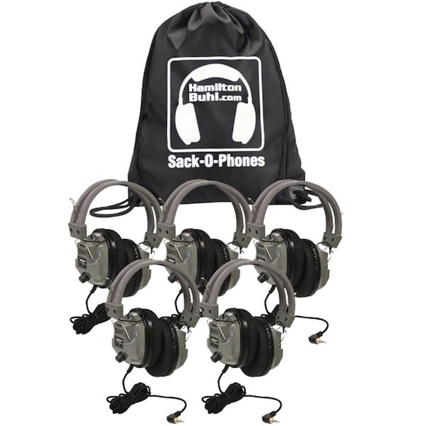 Hamiltonbuhl Sack-O-Phones 5 SC7V Deluxe Headphones w/ Volume Control in a Carry Bag - SOP-SC7V