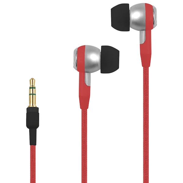 Power Up! Earbuds w/ Heavy Duty Braided Cord - Red - 192-530270