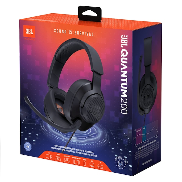 Jbl Quantum 200 Wired Over Ear Gaming Headset, Black - JBLQUANTUM200BLKAM