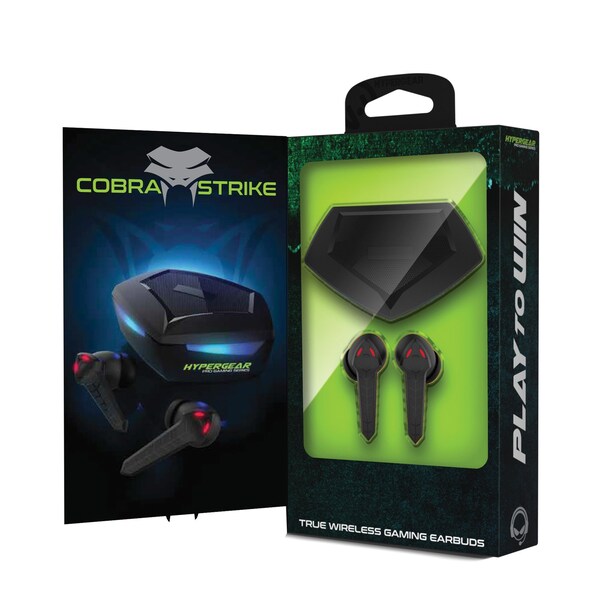 Hypergear CobraStrike In-Ear True Wireless Stereo Bluetooth Gaming Earbuds with Microphone and Charging Case - 15524