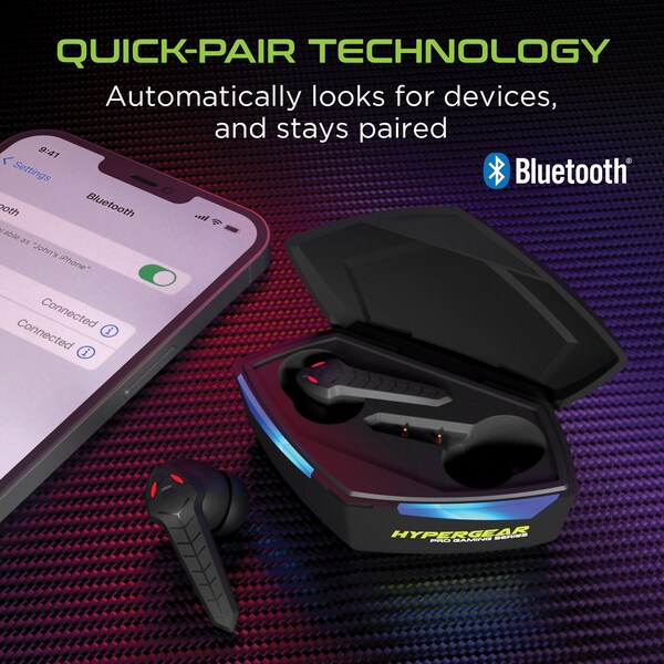 Hypergear CobraStrike In-Ear True Wireless Stereo Bluetooth Gaming Earbuds with Microphone and Charging Case - 15524