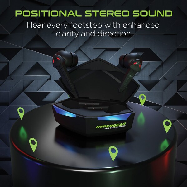 Hypergear CobraStrike In-Ear True Wireless Stereo Bluetooth Gaming Earbuds with Microphone and Charging Case - 15524