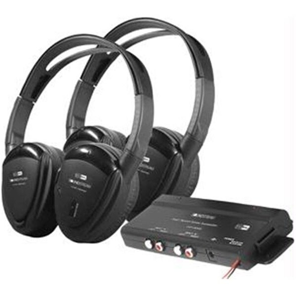 Dynamicfunction 2 SWIVEL EAR PAD  2-CHANNEL RF 900 MHZ WIRELESS HEADPHONES with TRANSMITT - DY16058