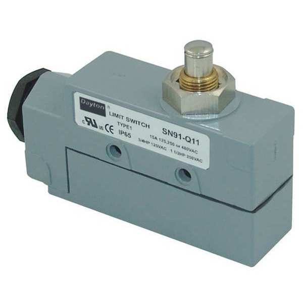 Interruptor de límite Dayton, émbolo, SPDT, 15A @ 480V AC, Ubicación del actuador: Superior - 12T906