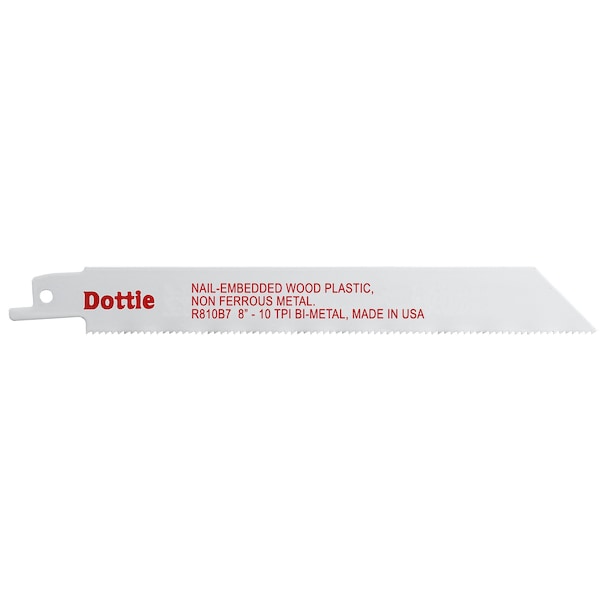 Dottie 4" L x Nail-Embedded Wood, Plastic, & Non-Ferrous Metals Cutting Reciprocating Saw Blade - R810B7