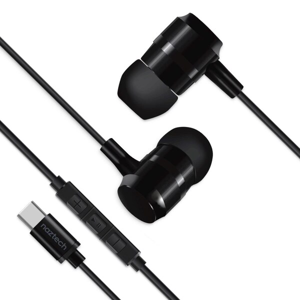 Naztech USB-C Metal Earphones, Black - 15262-HYP