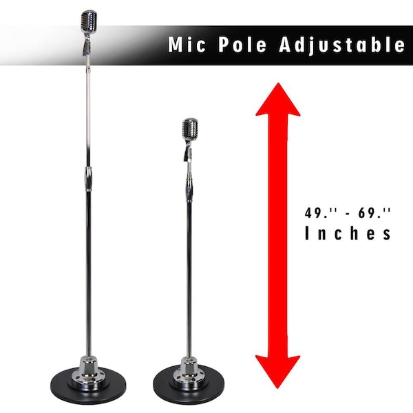 Pyle Classic Retro Vintage Style Microphone & Swing Stand, Silver Style - PDMICR70SL