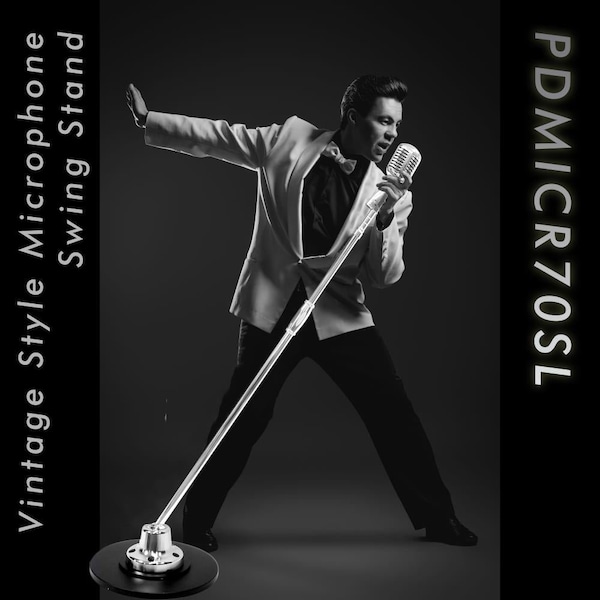 Pyle Classic Retro Vintage Style Microphone & Swing Stand, Silver Style - PDMICR70SL