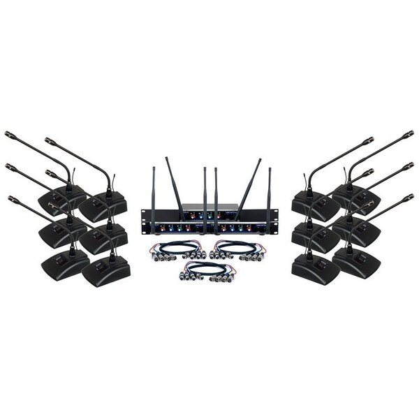 Vocopro Twelve Channel UHF Wireless Conference Microphone System - DIGITAL-CONFERENCE-12