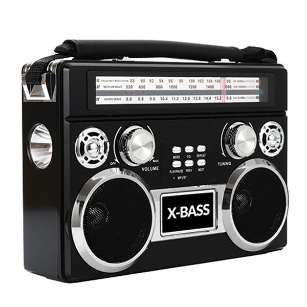 Cb Distributing 3 Band Radio with Bluetooth & Flashlight, Black - ST3689045