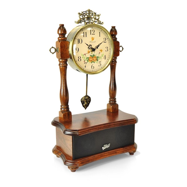 Pyle 2in1 Retro Vintage Style Clock/Bluetooth StereoSpkrSystem, PVNTLCL51BT - PVNTLCL51BT
